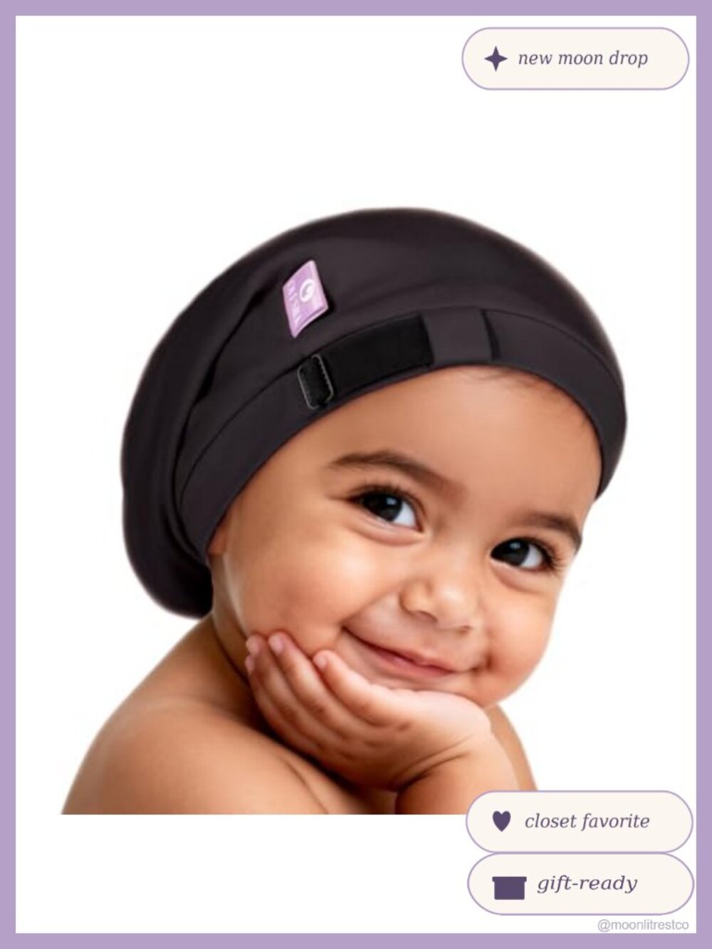 OLESILK Silk Adjustable Baby Bonnet 6-12 Months Anti-Frizz Tangle-Free